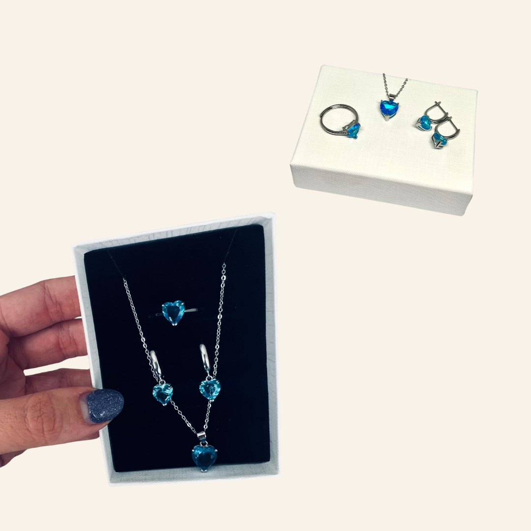 Collar 'Corazón Oceánico' + Pendientes GRATIS + Anillo GRATIS