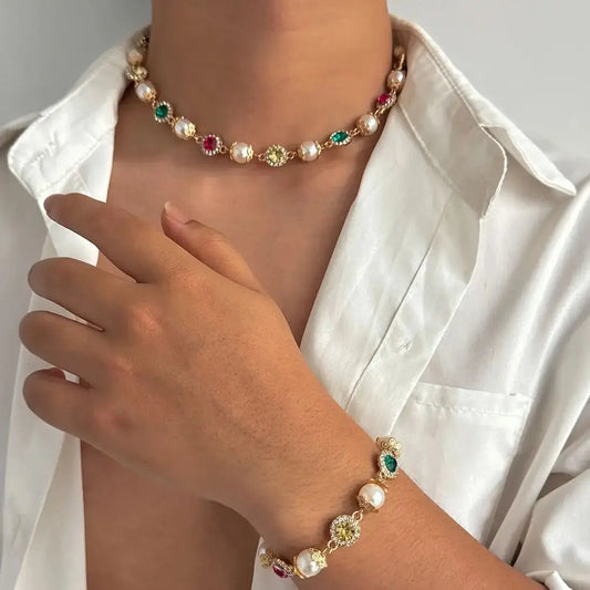 DÚO PERLAS CRISTALINAS (COLLAR + PULSERA GRATIS)